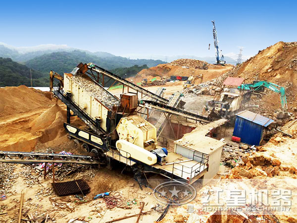 环保型沙石移动式破碎站砂石现场 环保型沙石移动式破碎站砂石现场